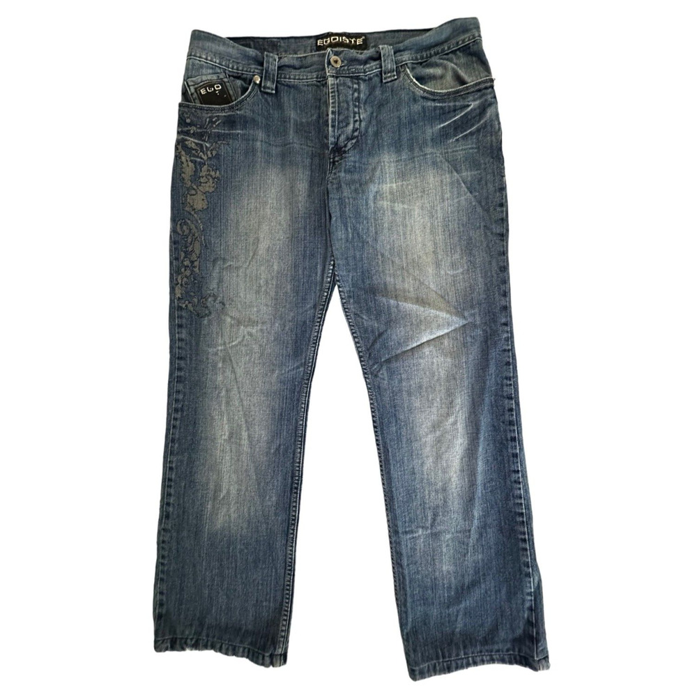 EGOISTE Women's Straight Jeans 100% Cotton Size 35W Blue